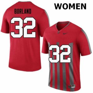 Women's Ohio State Buckeyes #32 Tuf Borland Throwback Nike NCAA College Football Jersey Sport CEY5644RG